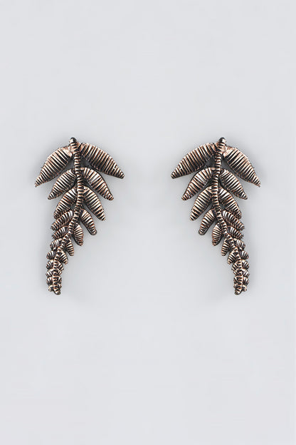 Mukaish & Zardosi Embroidered Fern Stud Earrings