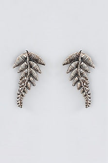 Mukaish & Zardosi Embroidered Fern Stud Earrings