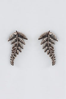 Mukaish & Zardosi Embroidered Fern Stud Earrings