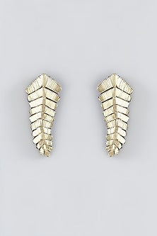Mukaish & Zardosi Embroidered Fern Stud Earrings