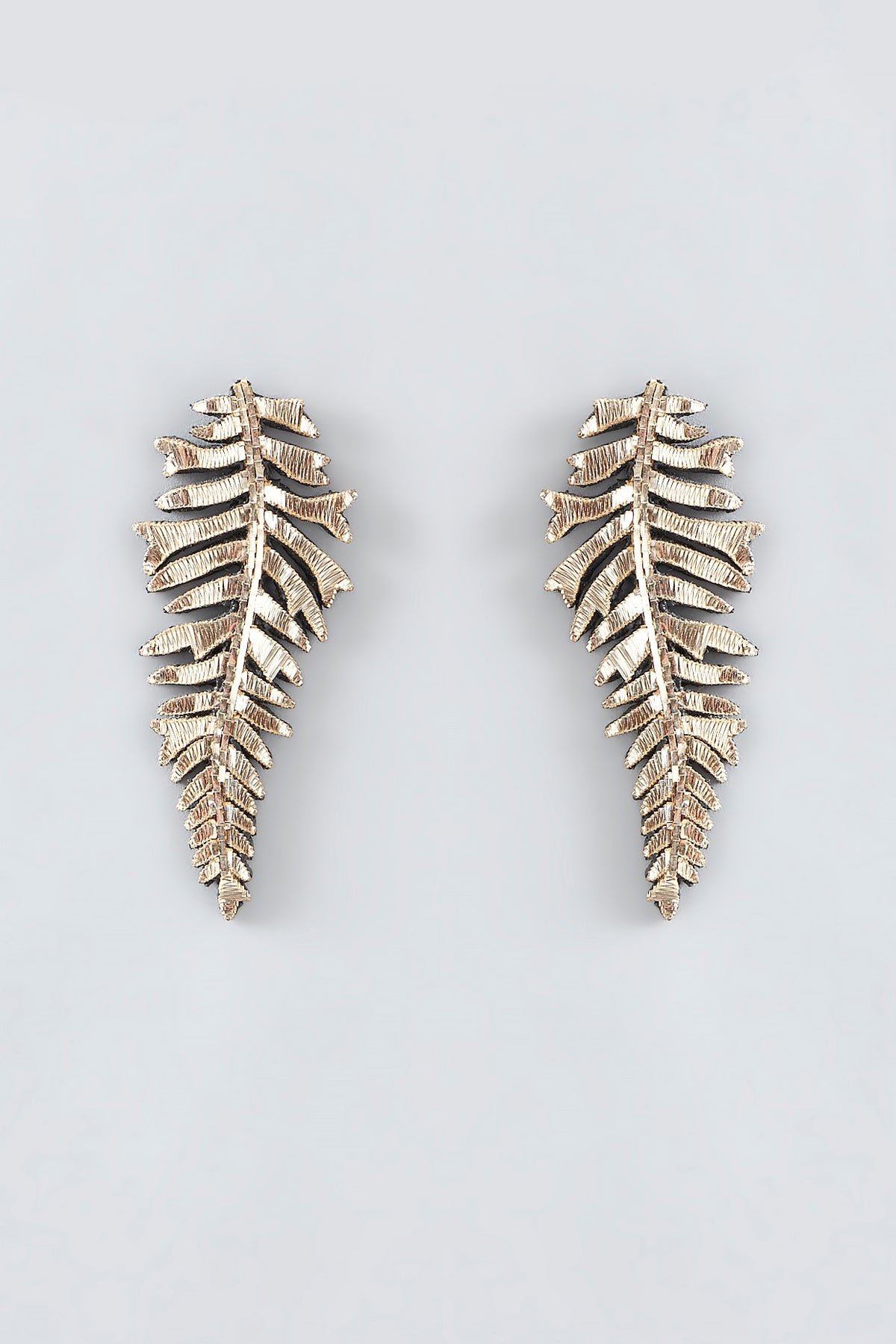 Mukaish & Zardosi Embroidered Fern Stud Earrings