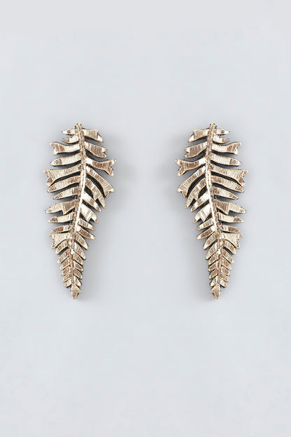 Mukaish & Zardosi Embroidered Fern Stud Earrings