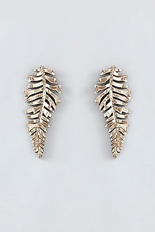Mukaish & Zardosi Embroidered Fern Stud Earrings