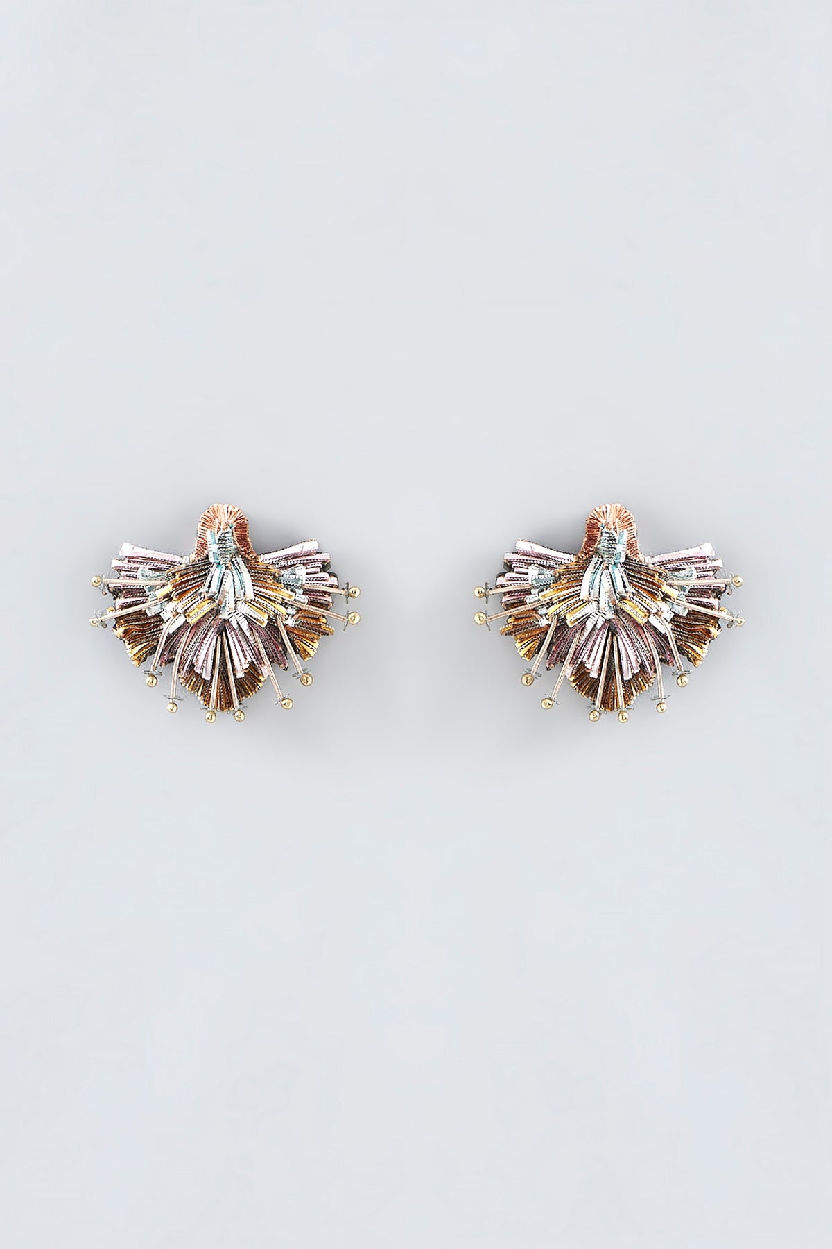 Multi-Colored Hand Embroidered Stud Earrings