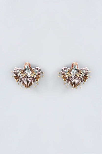 Multi-Colored Hand Embroidered Stud Earrings