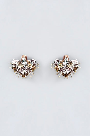 Multi-Colored Hand Embroidered Stud Earrings