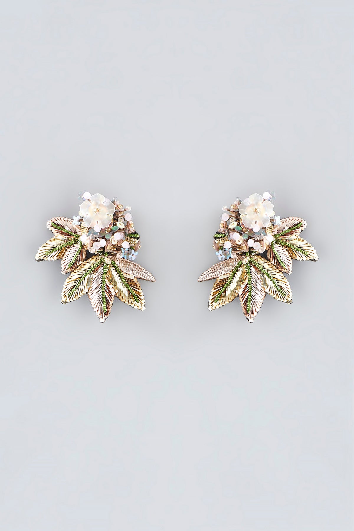 Multi-Colored Hand Embroidered Stud Earrings