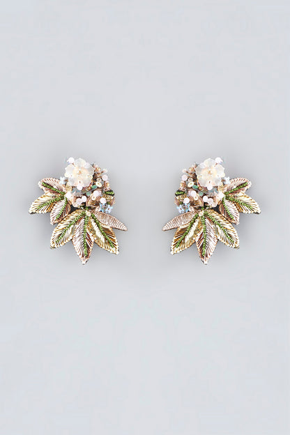 Multi-Colored Hand Embroidered Stud Earrings