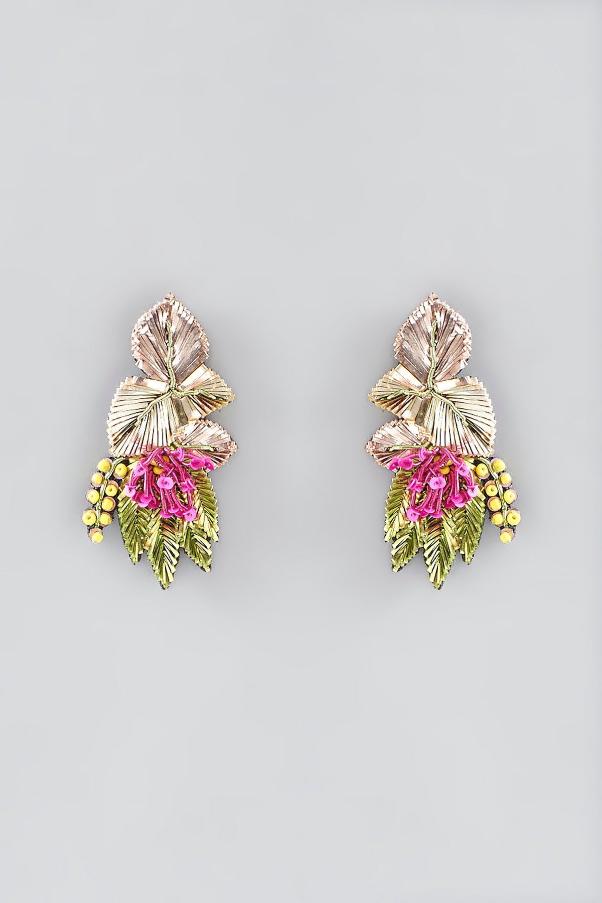 Multi-Colored Hand Embroidered Stud Earrings