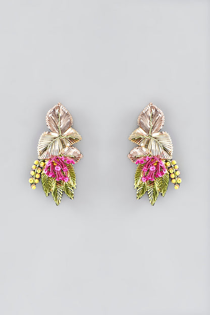 Multi-Colored Hand Embroidered Stud Earrings