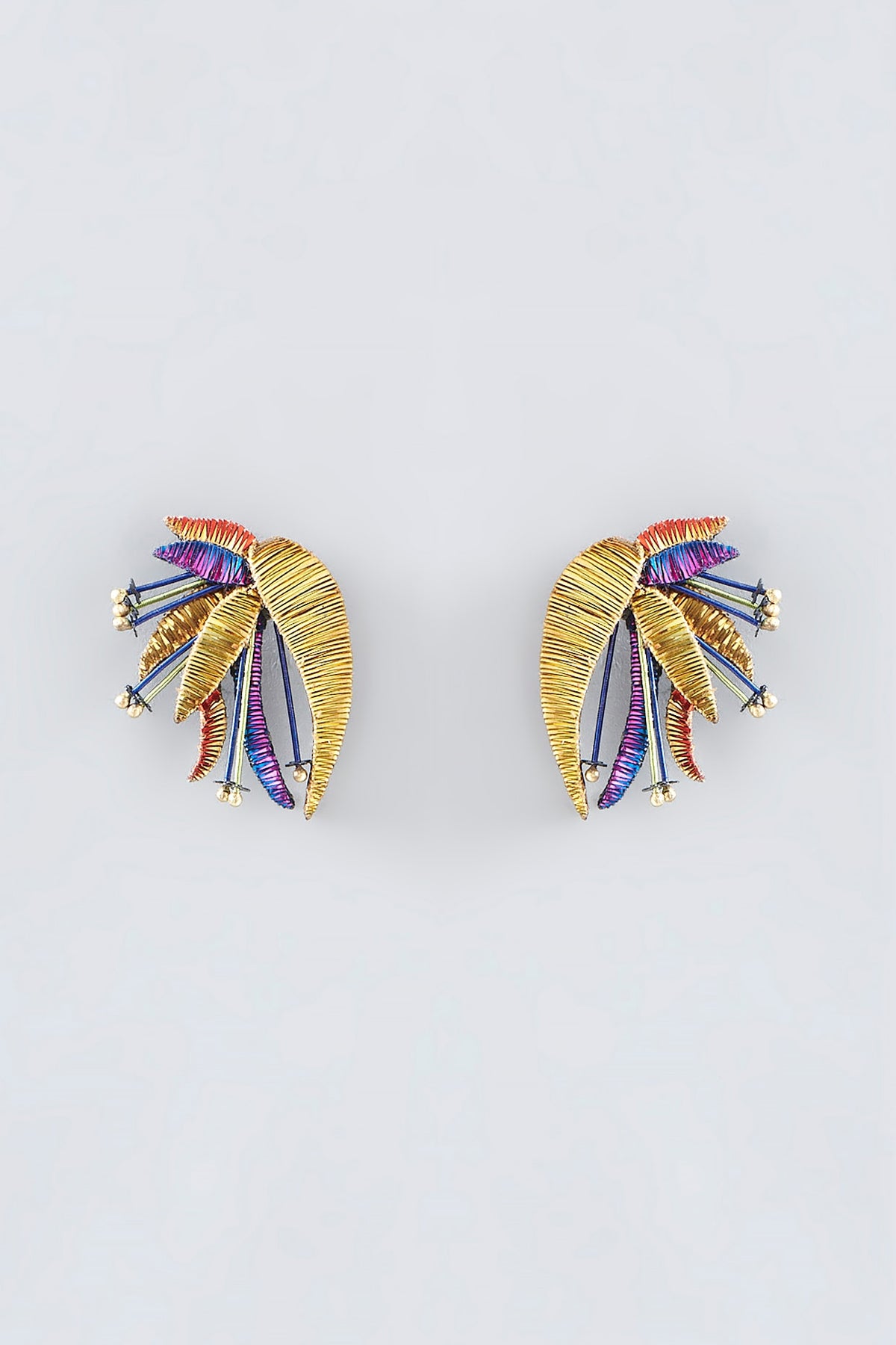 Multi-Colored Hand Embroidered Stud Earrings