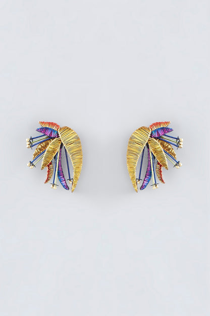 Multi-Colored Hand Embroidered Stud Earrings