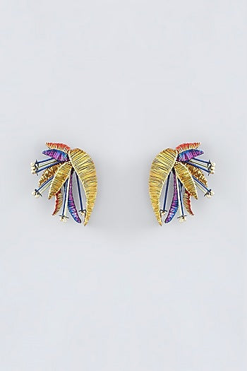 Multi-Colored Hand Embroidered Stud Earrings