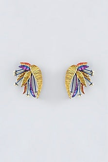 Multi-Colored Hand Embroidered Stud Earrings