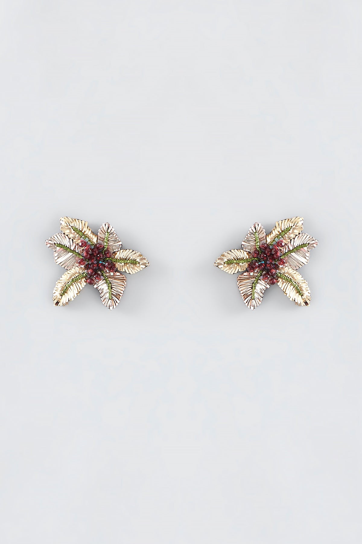 Multi-Colored Hand Embroidered Stud Earrings
