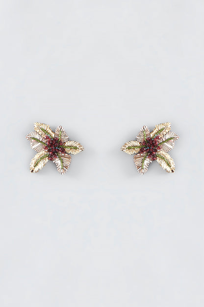 Multi-Colored Hand Embroidered Stud Earrings