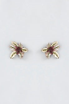 Multi-Colored Hand Embroidered Stud Earrings