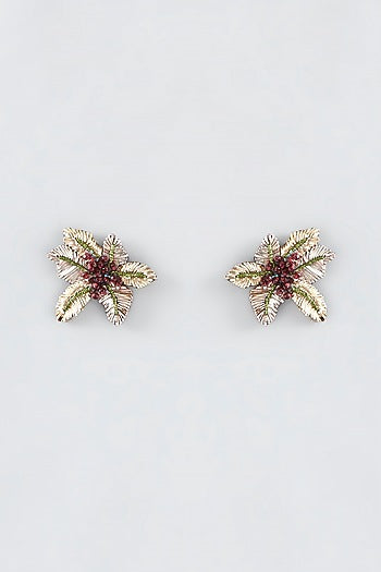 Multi-Colored Hand Embroidered Stud Earrings