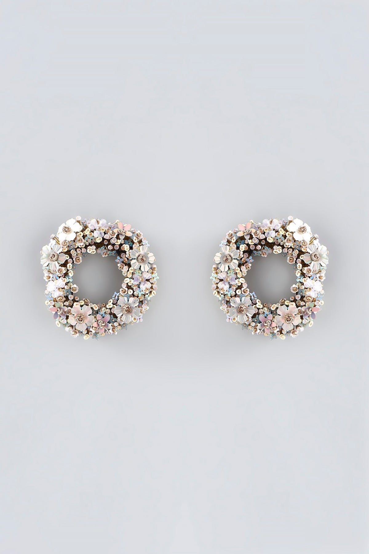 Multi-Colored Hand Embroidered Stud Earrings