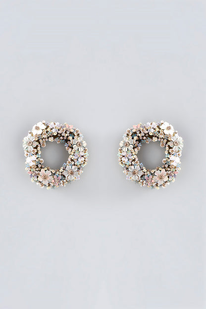 Multi-Colored Hand Embroidered Stud Earrings