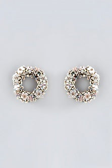 Multi-Colored Hand Embroidered Stud Earrings