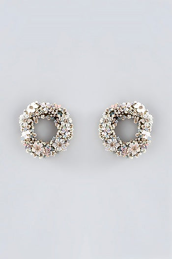 Multi-Colored Hand Embroidered Stud Earrings