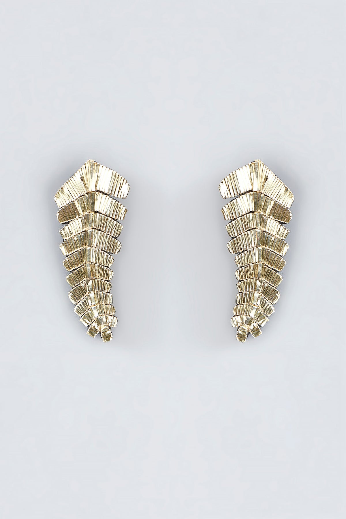 Mukaish & Zardosi Embroidered Fern Stud Earrings