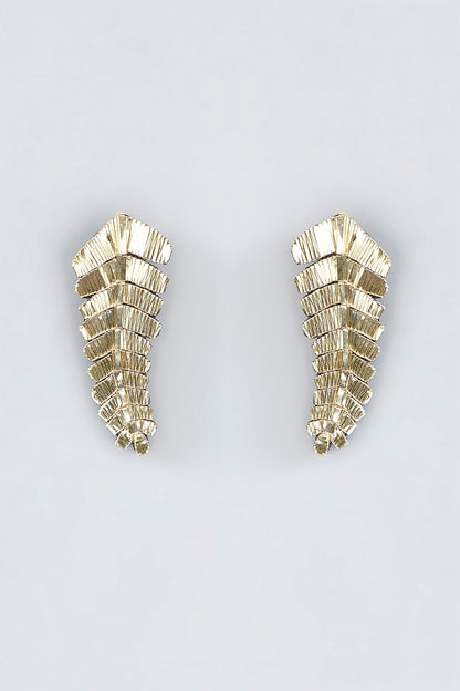 Mukaish & Zardosi Embroidered Fern Stud Earrings