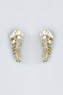 Mukaish & Zardosi Embroidered Fern Stud Earrings