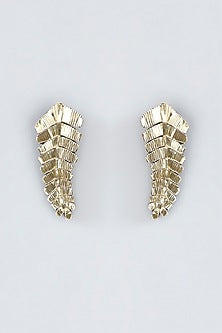 Mukaish & Zardosi Embroidered Fern Stud Earrings