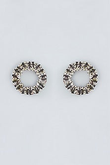Mukaish & Zardosi Embroidered Leaf Stud Earrings
