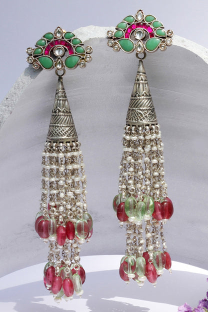 Handcrafted Kundan Long Jhumkas 