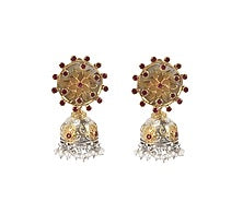 Gold Finish Handcrafted Dangler Earrings In Sterling Silver