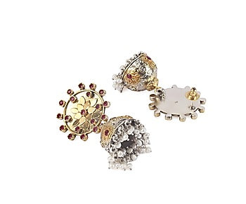 Gold Finish Handcrafted Dangler Earrings In Sterling Silver