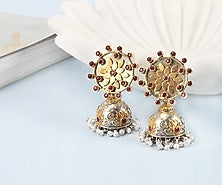 Gold Finish Handcrafted Dangler Earrings In Sterling Silver