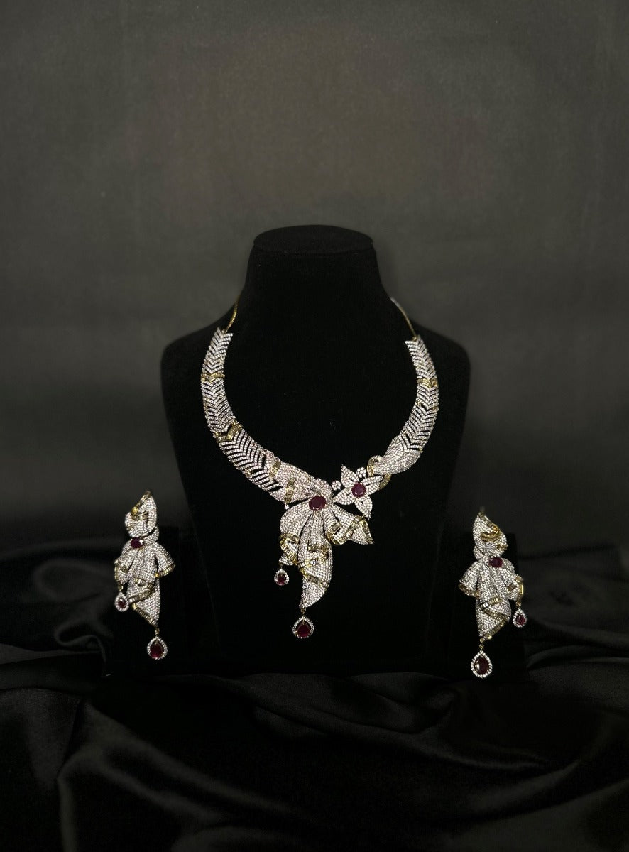 Zareen Flower  bridal Diamond Necklace Set