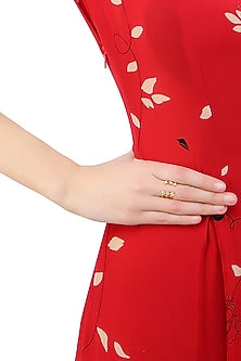 Gold plated swarovski crystals 3 layer wrap ring