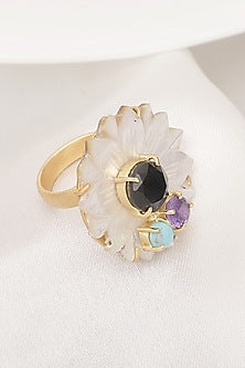 Rose Gold Finish Black Onyx Ring