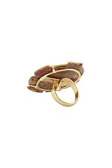 Gold Finish Mother of Pearl & Amethyst Ring