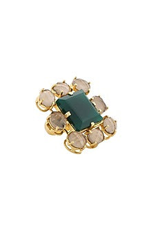 Gold Finish Green Onyx Ring