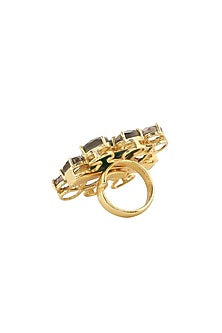 Gold Finish Green Onyx Ring