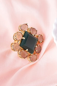 Gold Finish Green Onyx Ring