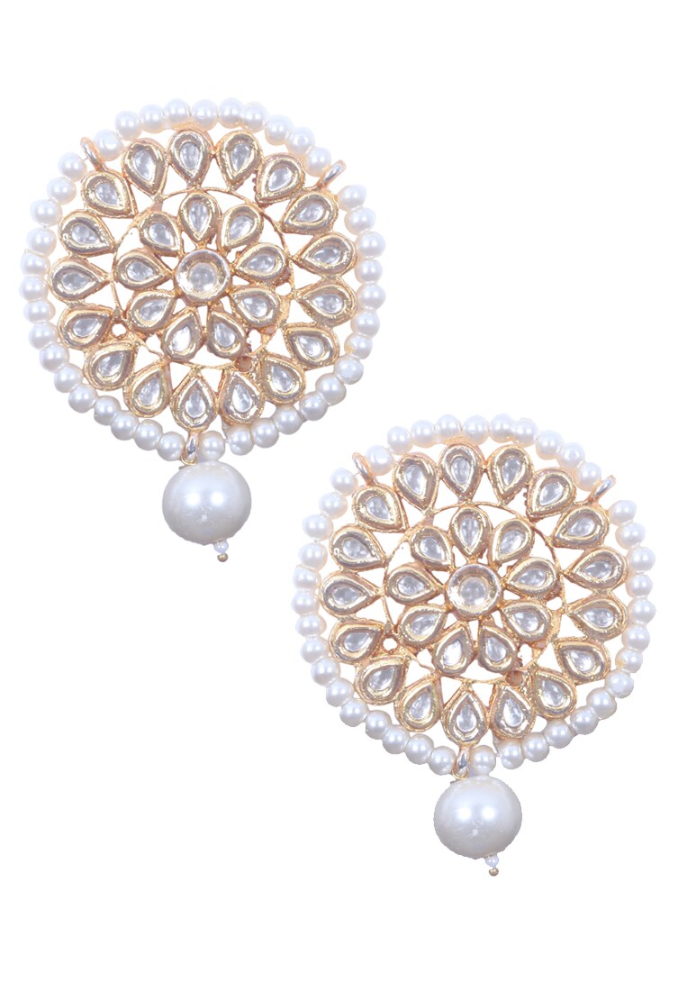 Pearl and kundan motif earrings 