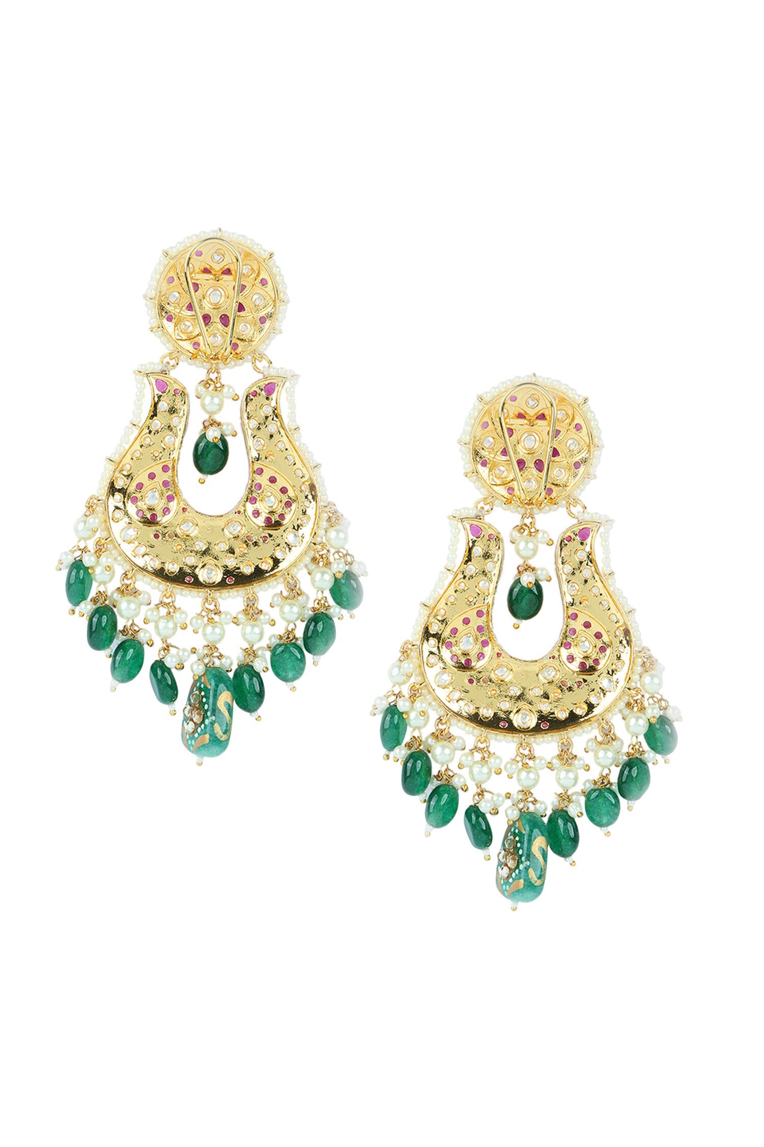 Polki Embellished Chandelier Earrings 
