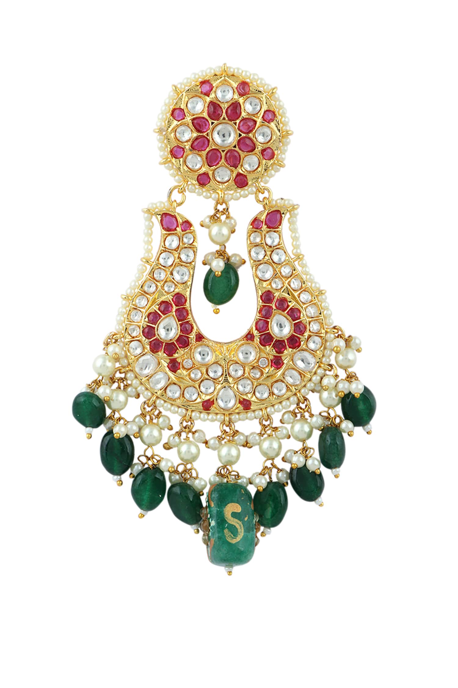 Polki Embellished Chandelier Earrings 