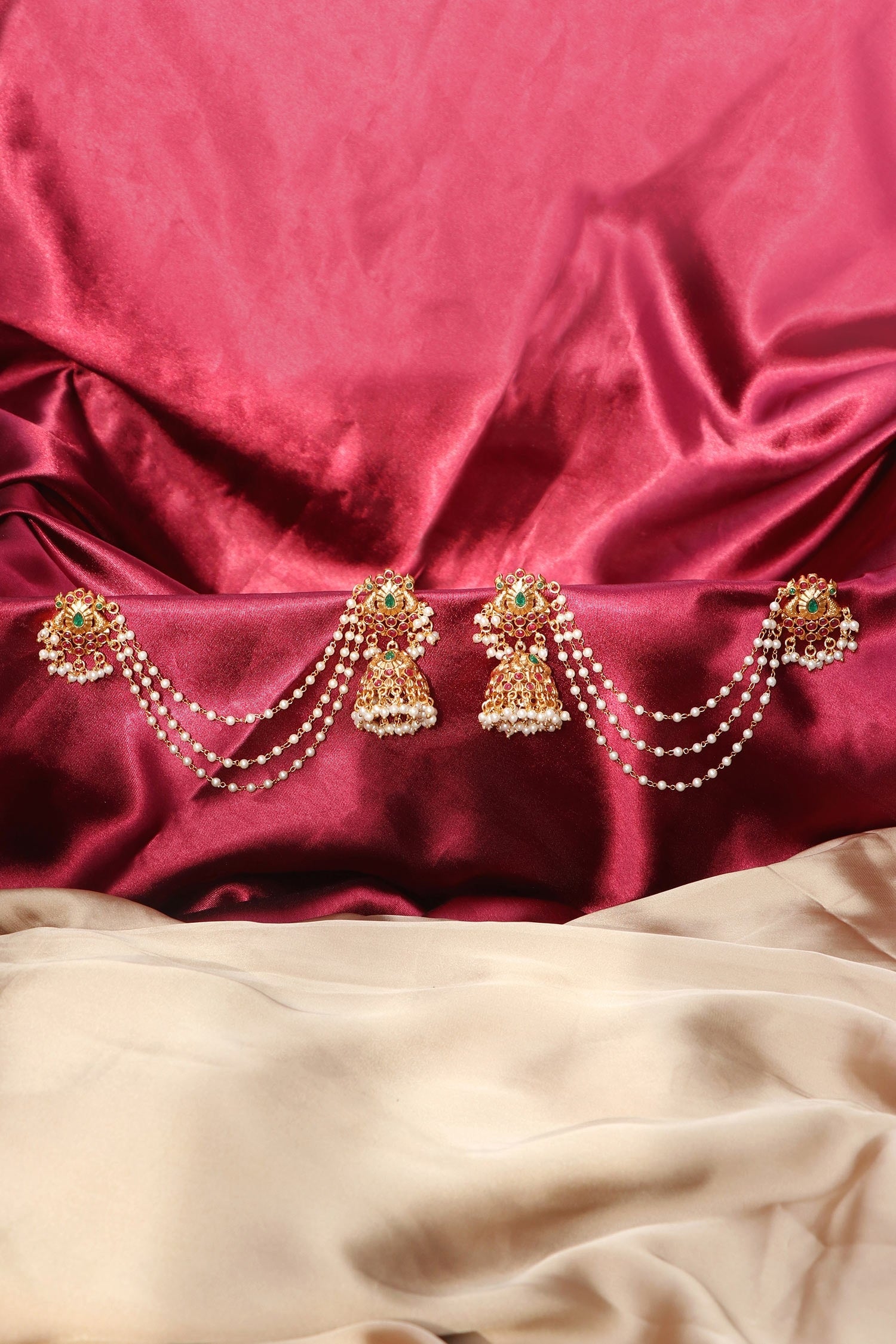 Stone Embellished Gold Jhumkas 