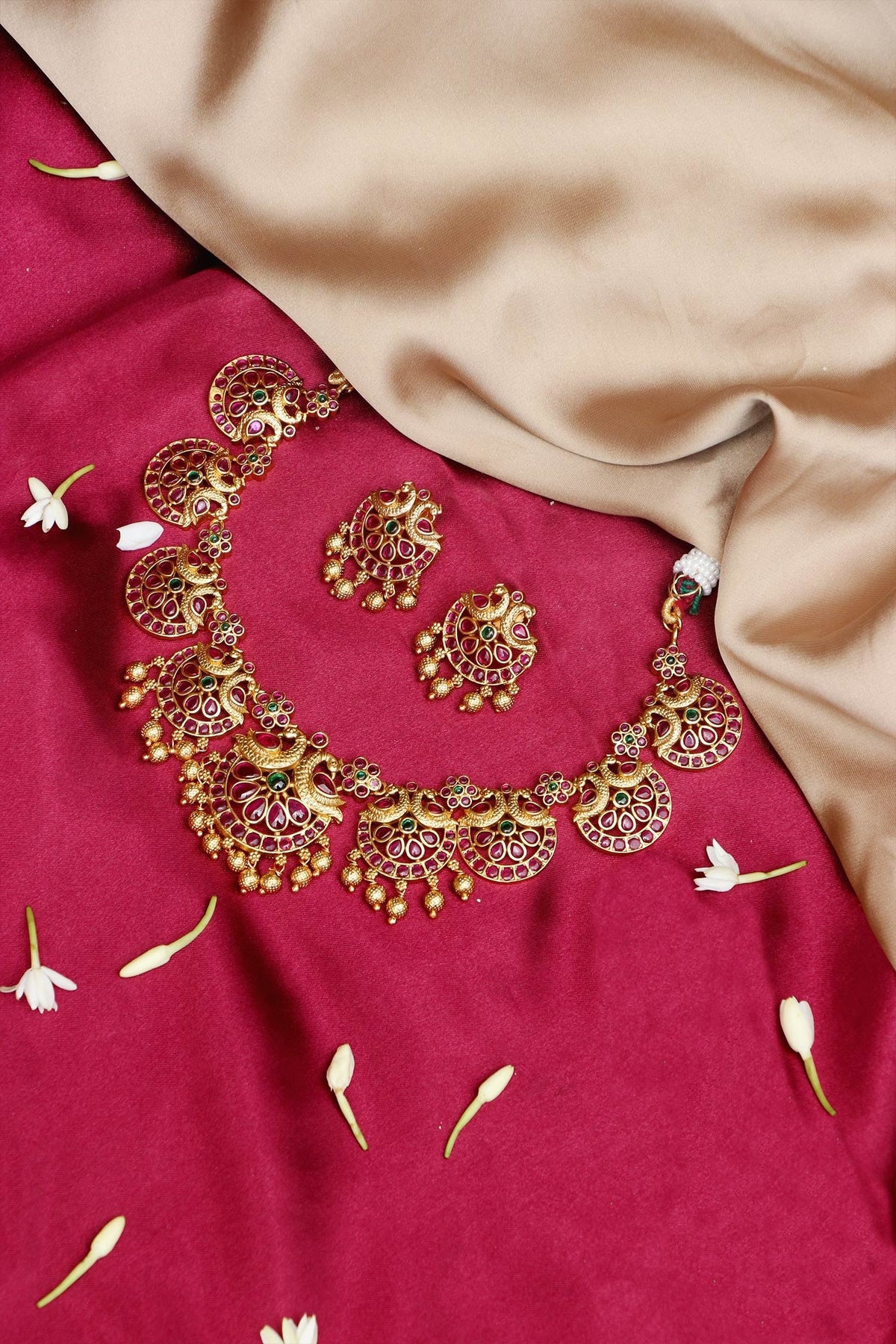 Gold Stone & Beads Designer Jewellery Set 