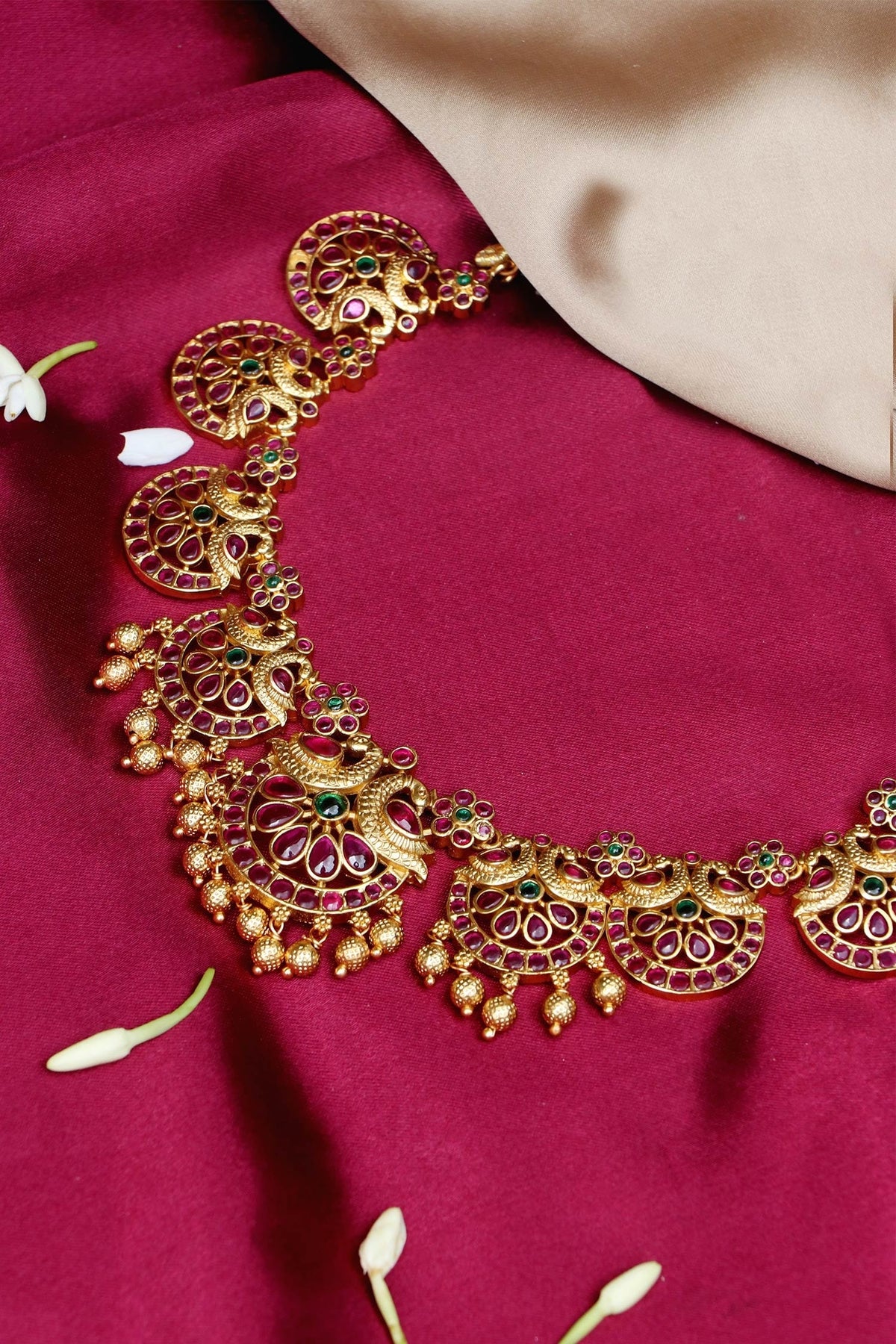 Gold Stone & Beads Designer Jewellery Set 