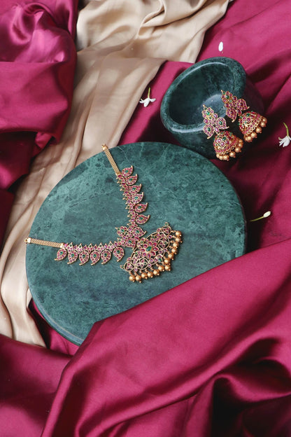 Gold Stone & Beads Jewellery Set 