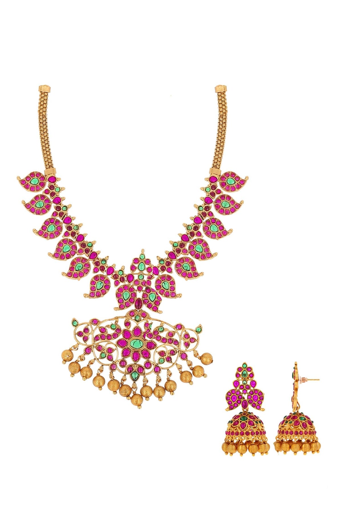 Gold Stone & Beads Jewellery Set 